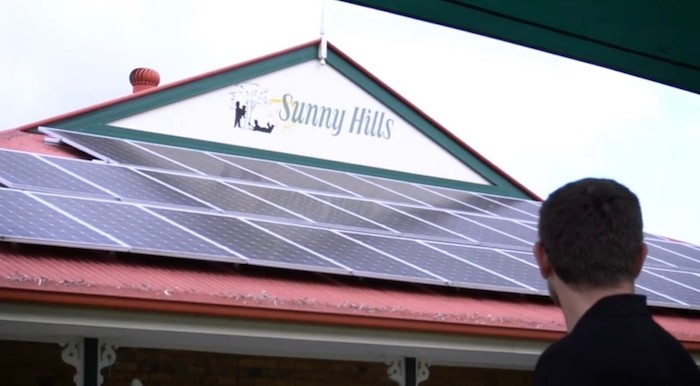 Solar panels on the roof of Sunny Hills Child Care and Education Centre